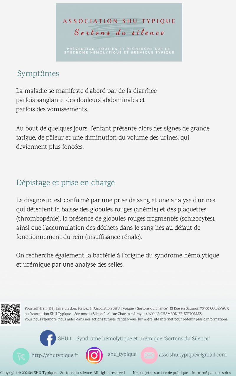 Symptomes Prise Charge Syndrome Hemolytique Uremique