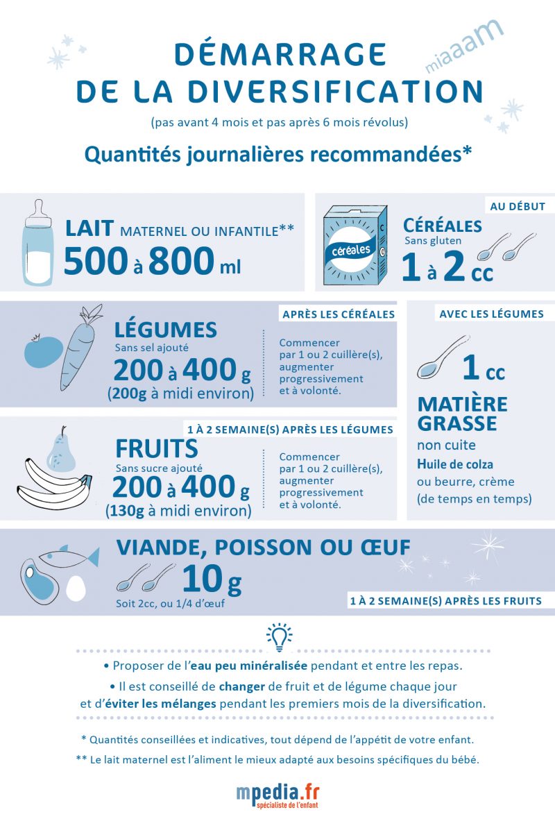 démarrer la diversification alimentaire menus types mpedia