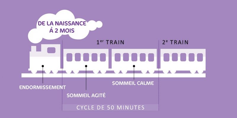 Petit train du sommeil de la naissance à 2 mois - Infographie mpedia